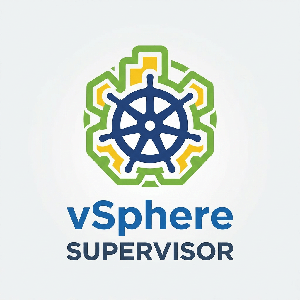 vSphere Supervisor logo with a blue ship wheel and green and yellow gear elements